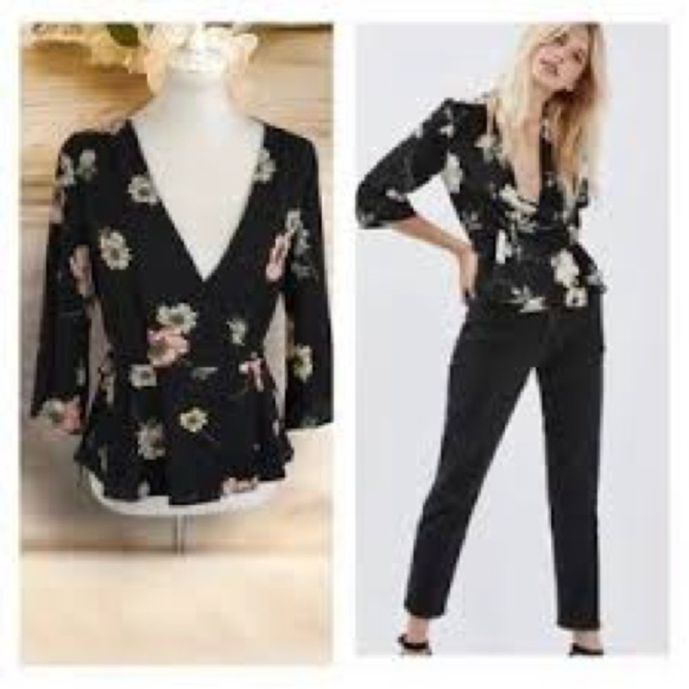 Sweet Wanderer Black Floral Blouse